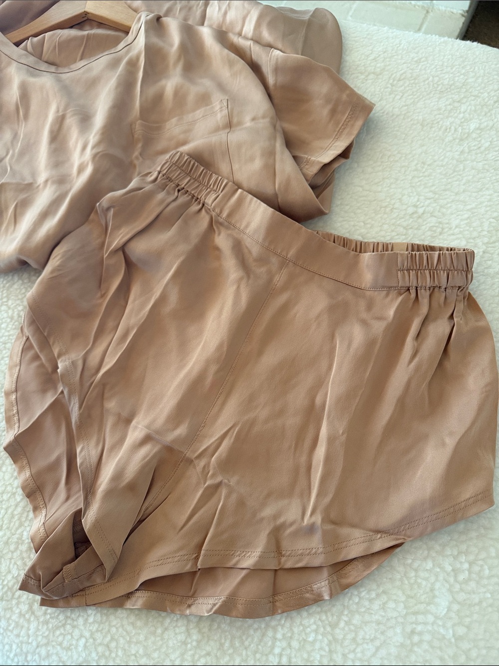 Lunya Washable Silk Short Pajama Set - Otium Tan - Picture 9 of 12